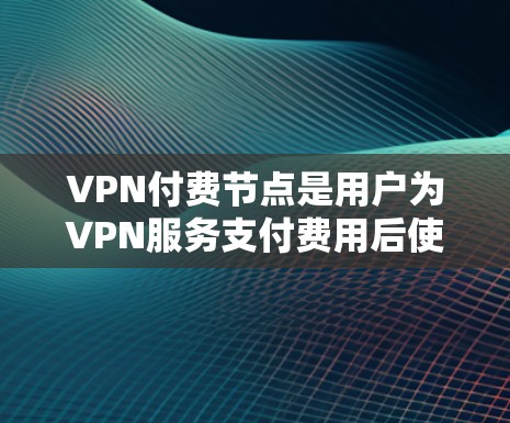 VPN付费节点是用户为VPN服务支付费用后使用的组成部分。以下是其关键点